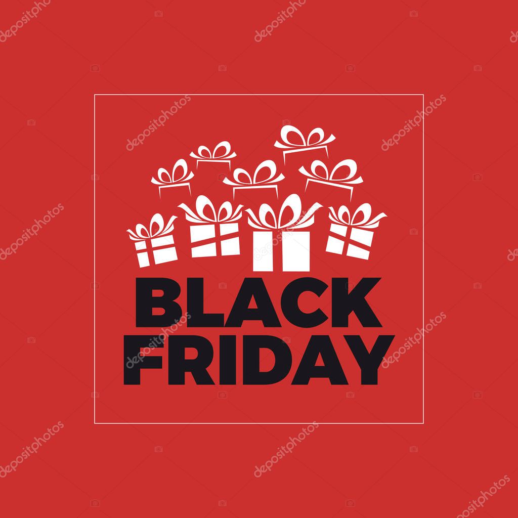 Black friday sale background. Vector illustration with box and gift