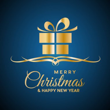 Mutlu Noeller ve mutlu yeni yıl. Tebrik, hediye veya satın alma. Altın vektör çizim