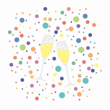 Parti, New Year's Eve akşam yemeği, vektör arka plan kadeh