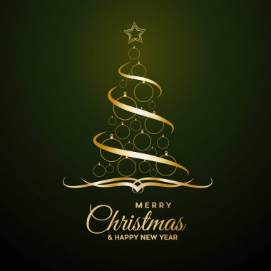 Vektör soyut kapak altın Noel ağacı, metinle