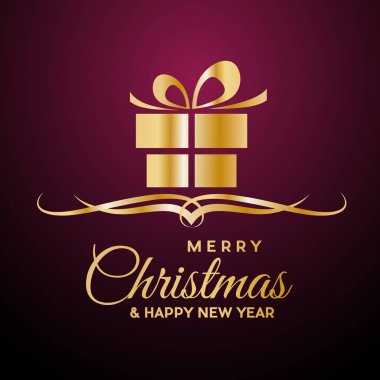 Mutlu Noeller ve mutlu yeni yıl. Tebrik, hediye veya satın alma. Altın vektör çizim