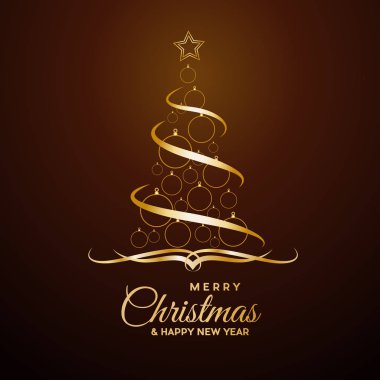 Vektör soyut kapak altın Noel ağacı, metinle