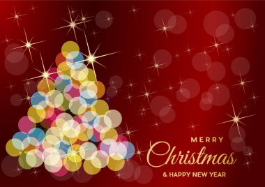 Bulanık ışık, vektör kartpostal veya tebrik Noel ağacı yapılmış. 