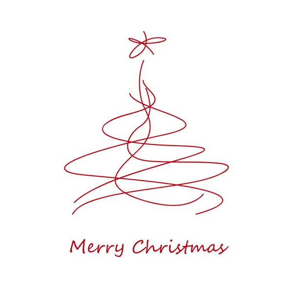 Joyeux Noël Carte Postale Gribouillage Arbre Abstrait Vecteur Fait Main — Image vectorielle