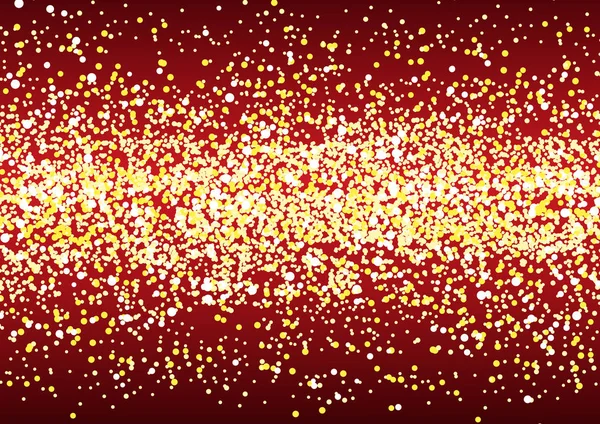 Stjärnhimmel Guld Glitter Textur Röd Bakgrund — Stock vektor