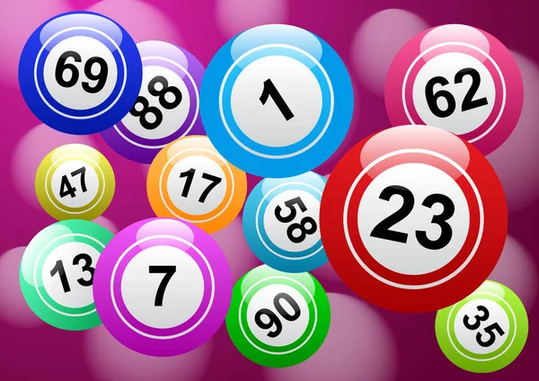 Bingo Loterie Pozadí Vektorová Design Kuličky Štěstí Čísla Lotto — Stockový vektor