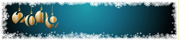 2019 Neujahr Header Hintergrund Rahmen Aus Schneefall Und Eiskristallen Banner — Stockvektor