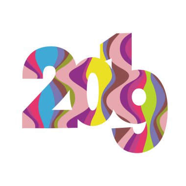 2019, mutlu yeni yıl. Vektör yaratıcı numarası