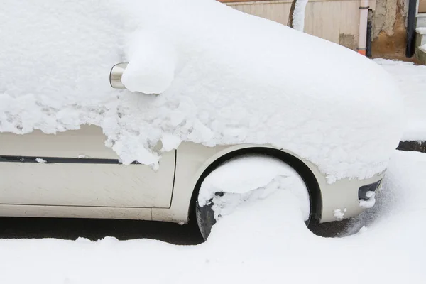 Car Covered Surrounded Snow Drifts Snow Storm Stock Image