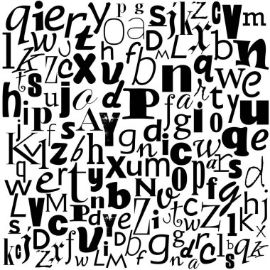 Soyut alfabenin vektör posteri. Geçmişe dönük sanat eserleri