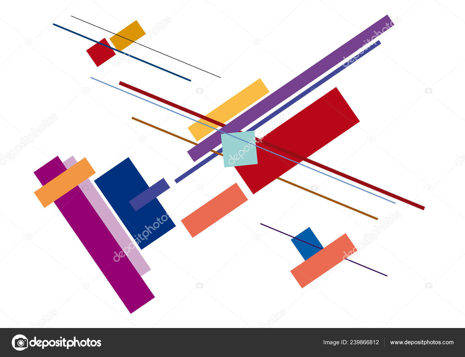 数码绘画抽象几何五颜六色的向量背景与长方形和线图库矢量图©LuckyTD 239866812, image size:1600x1231