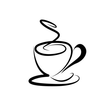 Vektör işareti kahve molası, çizgilerle Basitleştirilmiş Kupası