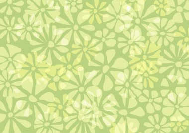 Bahar, vektör arka plan. Yeşil ve sarı elle çizilmiş çiçekli bahar