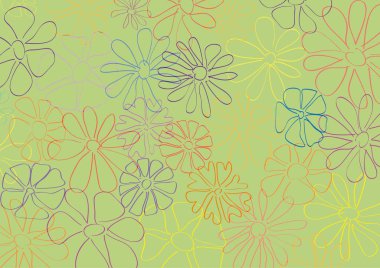 Bahar, vektör arka plan. Elle çizilmiş çiçeklerle, yeşil bahar