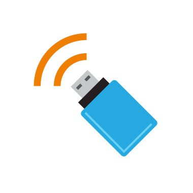 Vektör işareti, Usb Wifi modem veya adapeter. Mavi tasarım