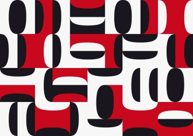 Dijital boyama. Soyut geometrik renkli vektör arka plan, kırmızı, siyah ve beyaz