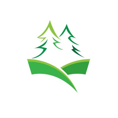 Vector abstract sign green mountain, grass and fir clipart