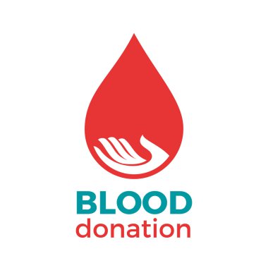 Vektör logo el ve bir damla kan, bağış kavramı