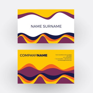 En az vektör soyut geometrik dalgalar sarı ile. Vintage ve pop arka plan. Kartvizit