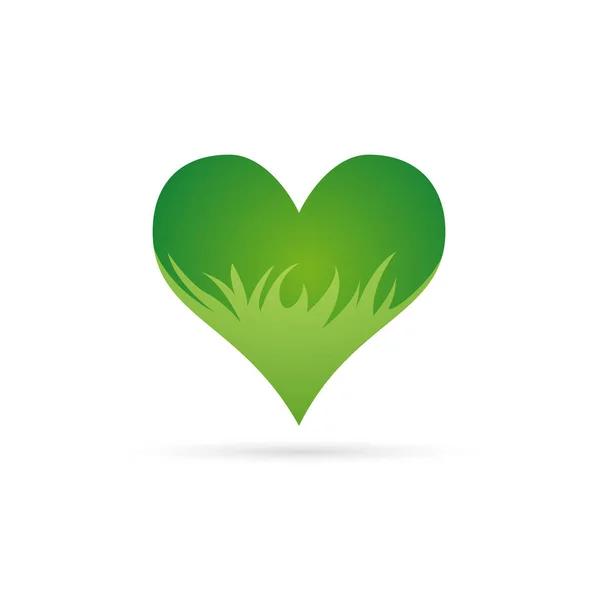 Corazón Signo Vectorial Con Hierba Amor Concepto Naturaleza — Vector de stock