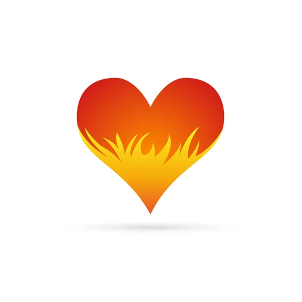 Einfaches Vektor Symbol Für Rotes Herz Und Feuer — Stockvektor