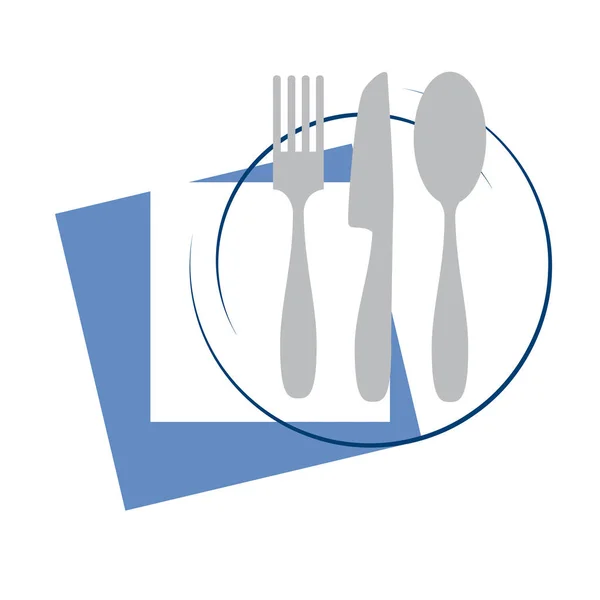 Vector Diseño signo restaurante con cubiertos, plato y servilletas en — Archivo Imágenes Vectoriales