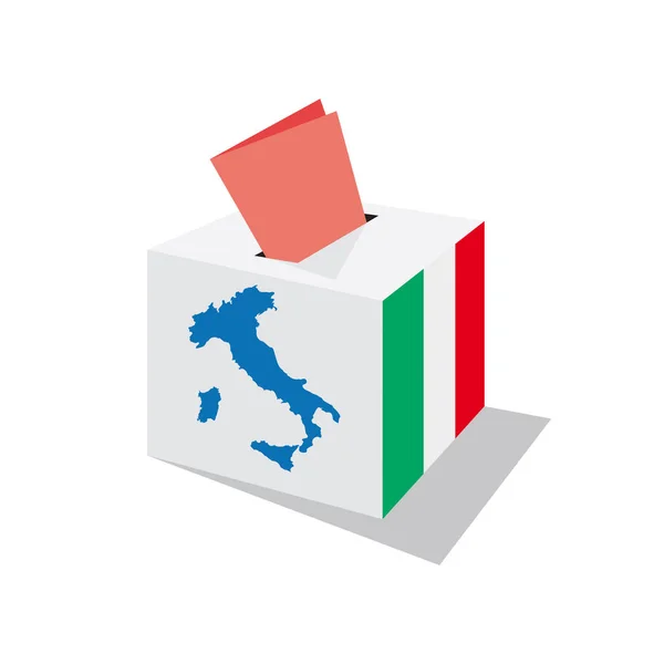 Голосование Италии Итальянские Политические Выборы Урна Бюллетень Ящик Итальянским Флагом — стоковый вектор