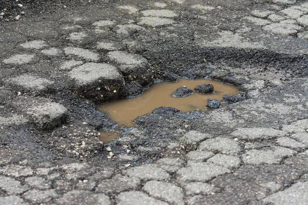 Big Pothole Caused Freezing Rain Rome Italy — Stock Photo, Image