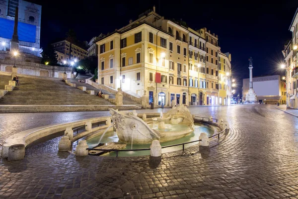 Schody Hiszpańskie Nocy Rzym Włochy — Zdjęcie stockowe