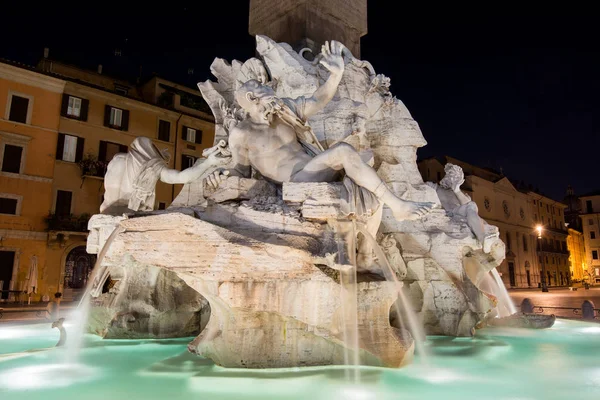 Gece Görünümü Piazza Navona Roma Talya — Stok fotoğraf