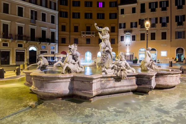 Night View Piazza Navona Rom Italien — Stockfoto