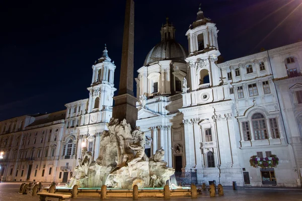 Gece Görünümü Piazza Navona Roma Talya — Stok fotoğraf