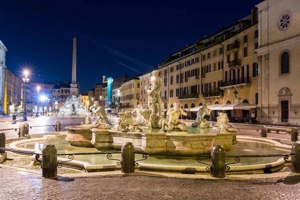 Vista Nocturna Piazza Navona Roma Italia — Foto de Stock
