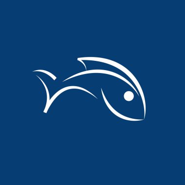 Vektör logo soyut balık mavi zemin üzerine
