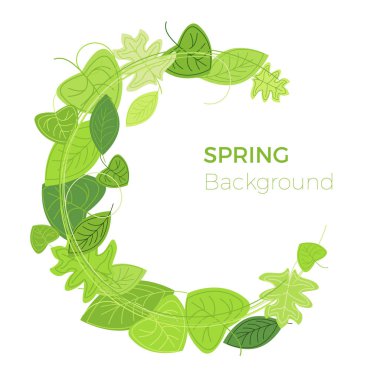 Yeşil yapraklar, bahar arka plan ile vektör garland