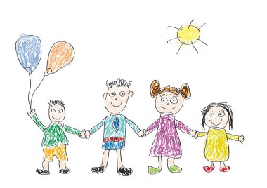 Vektör çizim bir çocuk, mutlu bir aile tarafından yapılan