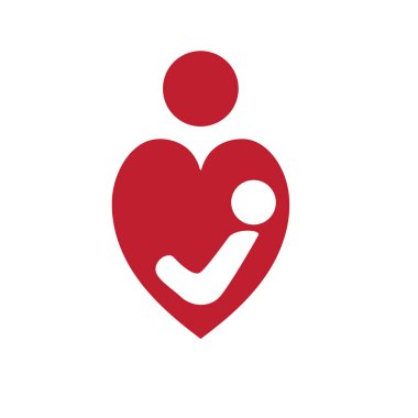 Vektör illüstrasyon kalp, anne ve çocuk. Yardım ve dayanışma kavramı