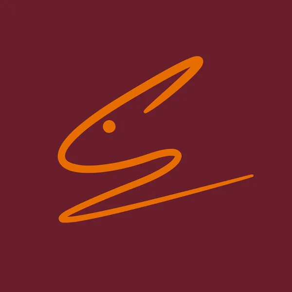 Vector Logo Abstract Hare Jumping Rabbit Orange Linear Shape — Stock Vector