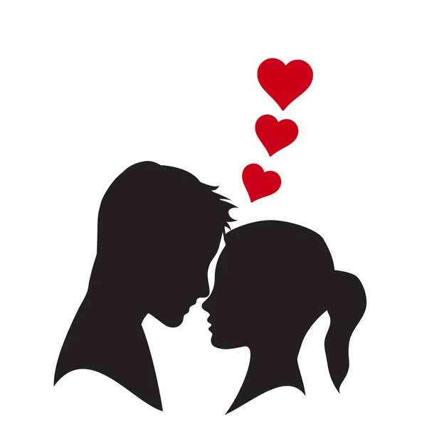 Amantes Logotipo Vetorial Silhueta Homem Mulher Com Coração — Vetor de Stock