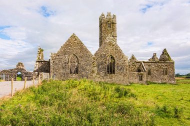 Manzara İrlanda. Friary Ross Galway County kalıntıları