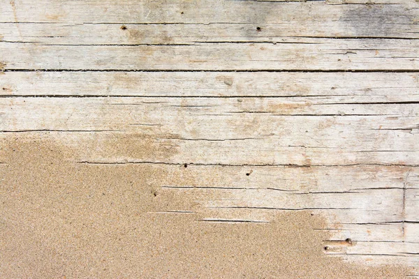 Sand Auf Holzplanken Sommer Hintergrund Mit Kopierraum Ansicht Von Oben — Stockfoto