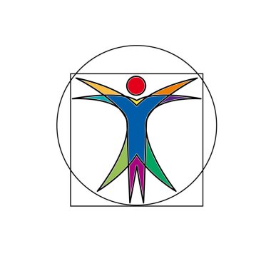 Vector sign abstract vitruvian man, in linear style clipart