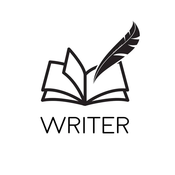 Vector Logo Writer Inkwell Book — Stock Vector