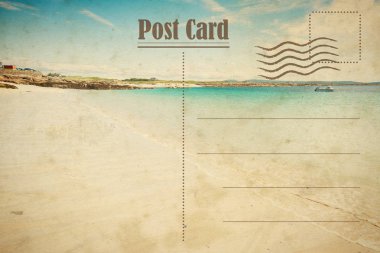 Vintage yaz kartpostal. Beyaz Kum Beach