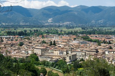 Rieti city, Lazio, İtalya. Cityscape, yukarıdan görünüm