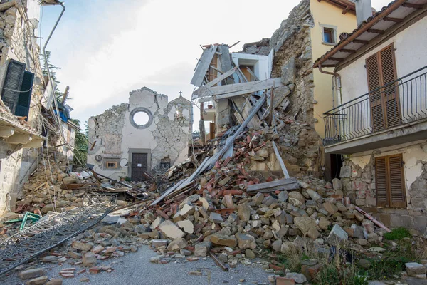 Stadt Durch Erdbeben Italien Zerstört — Stockfoto
