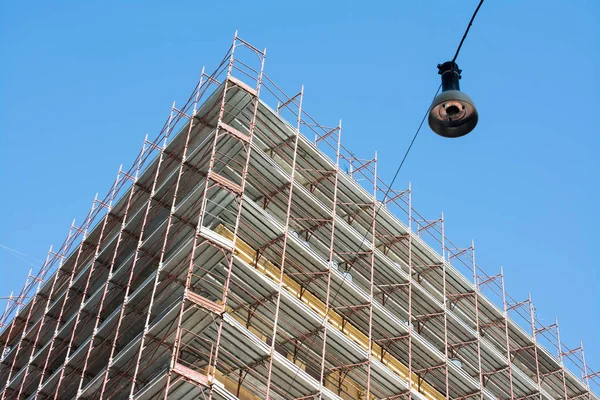 Das Alte Gebäude Mit Gerüst Rom Italien Konzept Der Arbeitssicherheit — Stockfoto
