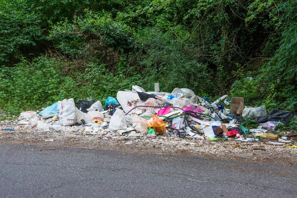 Rome Italy June 2018 Garbage Abandoned Countryside Road — Stock Photo, Image