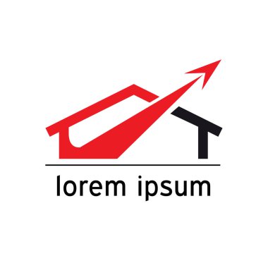 Vektör logo ok house, kırmızı ve siyah