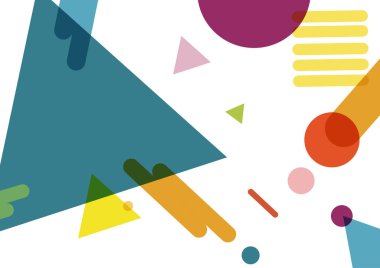 Soyut retro ve geometrik tasarım arka plan kopya alanı ile. Üçgen, daire ve ok. 